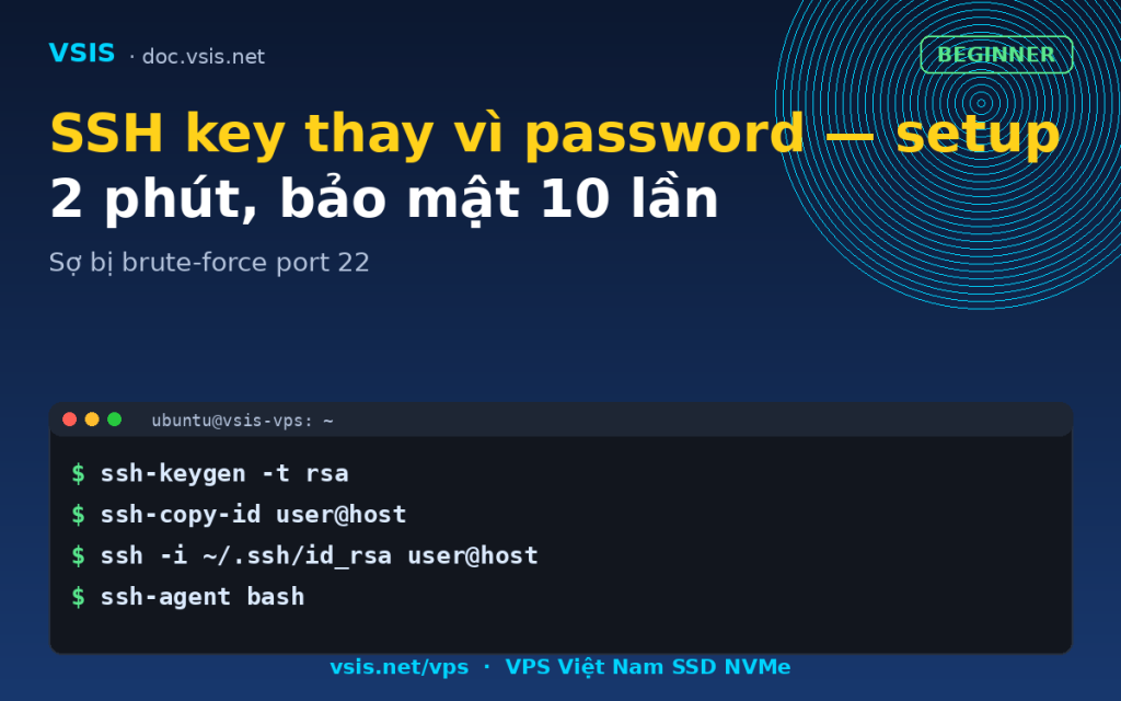 SSH key thay vì password — setup 2 phút, bảo mật 10 lần