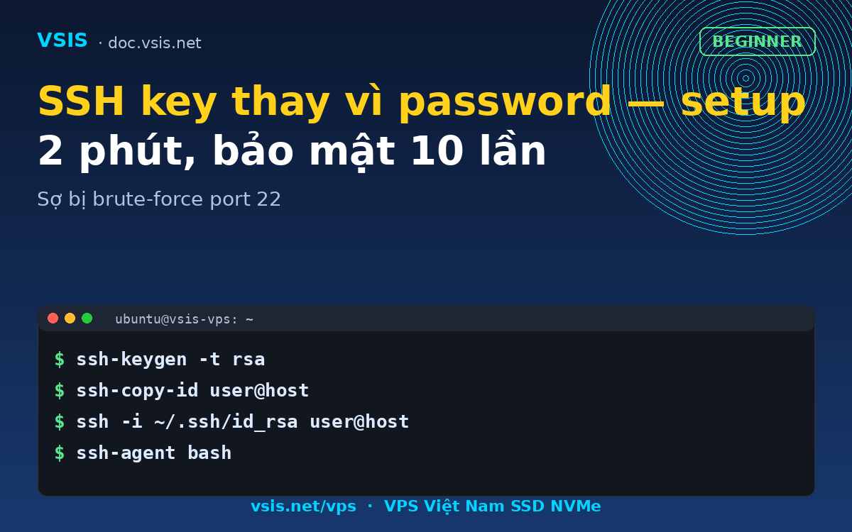 SSH key thay vì password — setup 2 phút, bảo mật 10 lần