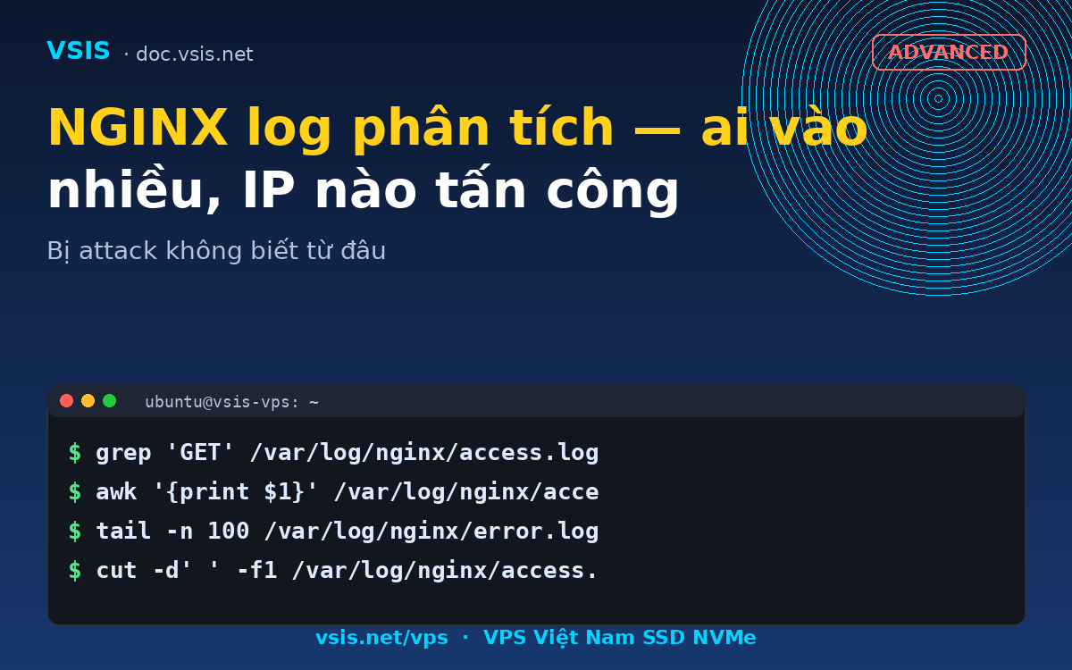 NGINX log phân tích — ai vào nhiều, IP nào tấn công